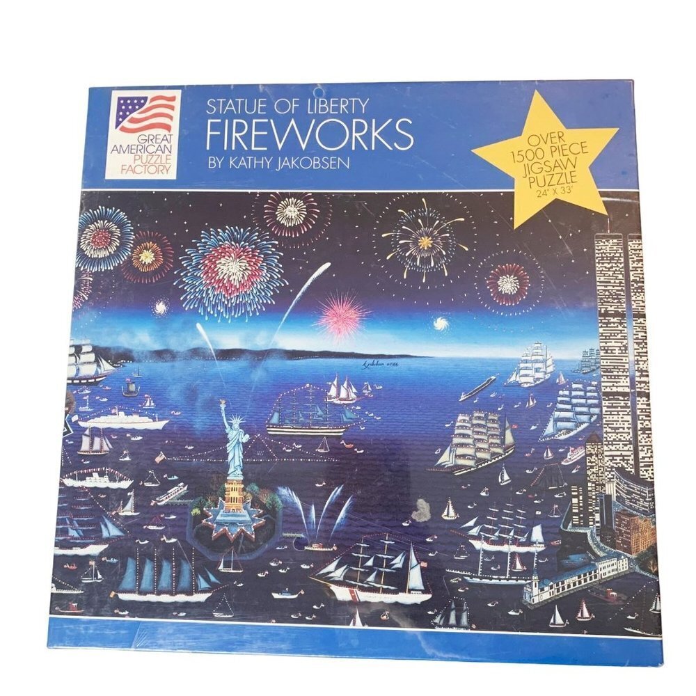 New Vintage 1994 Great American Puzzle Statue of Liberty Twin Towers